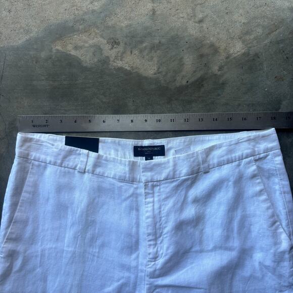 Banana Republic Martin Fit Dress Pants Womens 14 White Mid Rise Straight Trouser - Picture 12 of 14